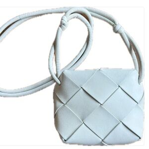 Bottega Veneta White Mini Cassette Camera Bag